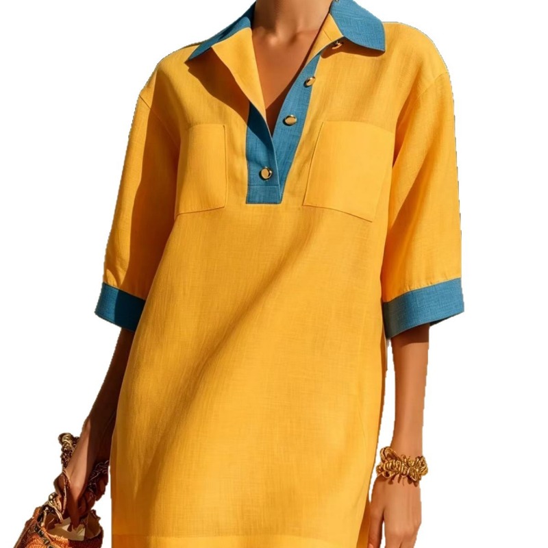 Женское летнее элегантное плат – обзор и цена Casual Loose Linen Shirt Dress