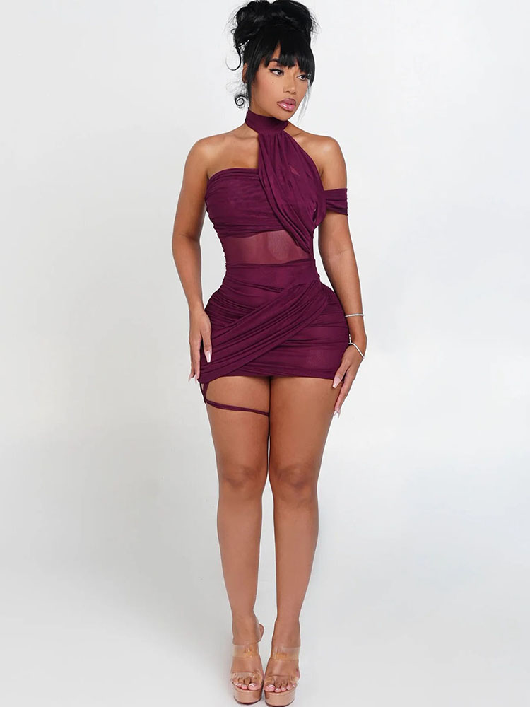 XTOCEAN Прозрачное сексуальное – обзор и цена Y2K Backless Halter Mini Dress