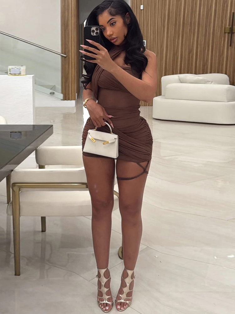 XTOCEAN Прозрачное сексуальное – обзор и цена Y2K Backless Halter Mini Dress