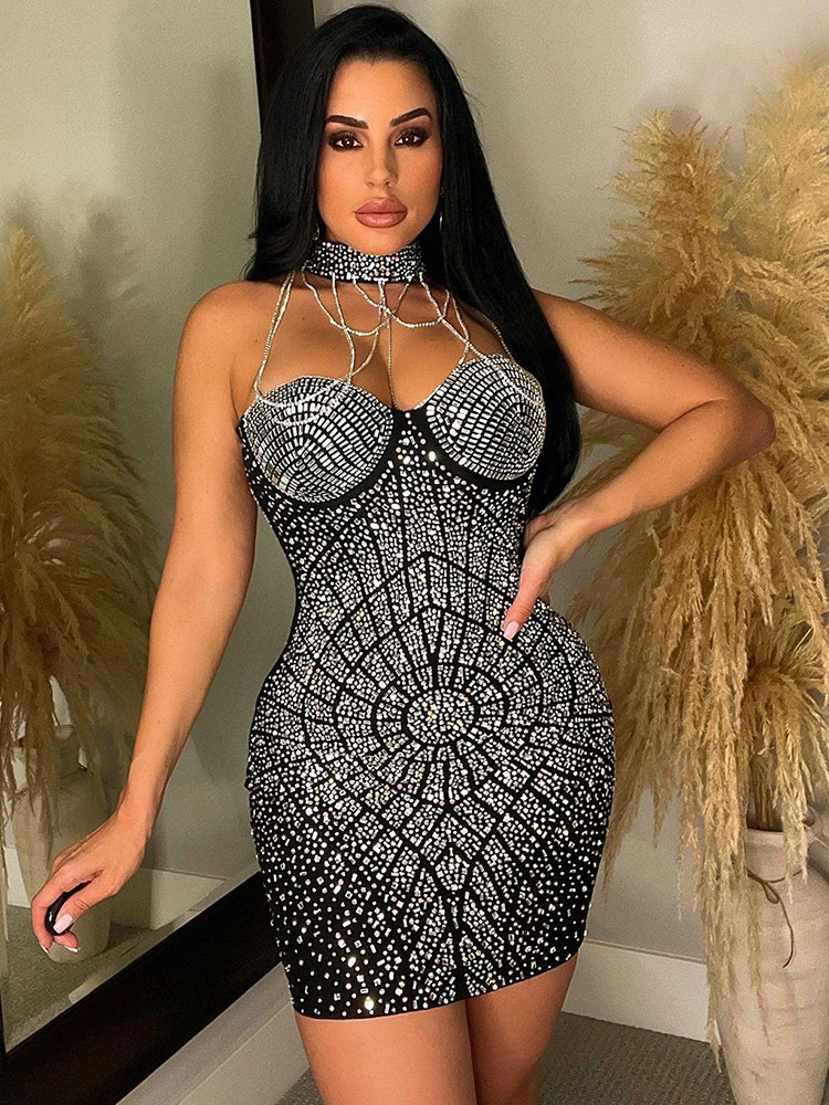 Doyerl блестящие стразы и брил – обзор и цена Sparkly Rhinestone Club Party Dress