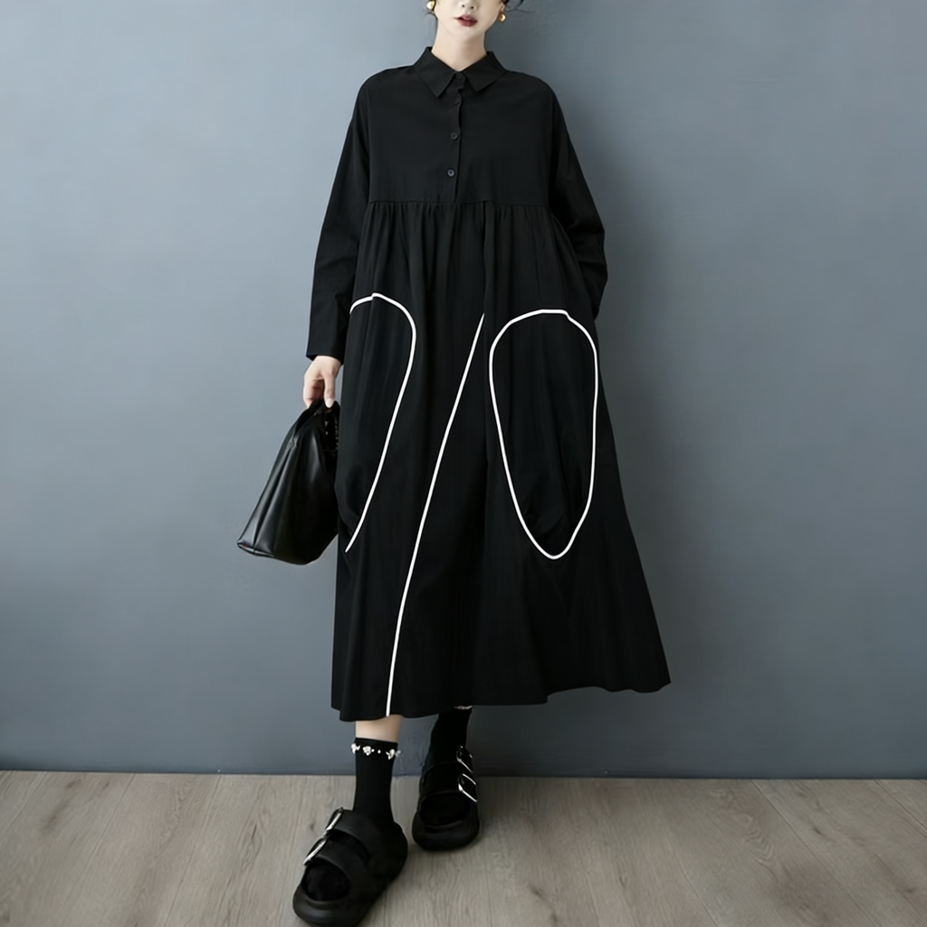Новое платье-рубашка SuperAen  – обзор и цена Korean Style A Line Shirt Dress