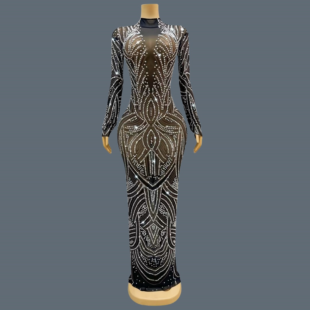 Черное вечернее платье нового  – обзор и цена Sparkly Rhinestone Club Party Dress