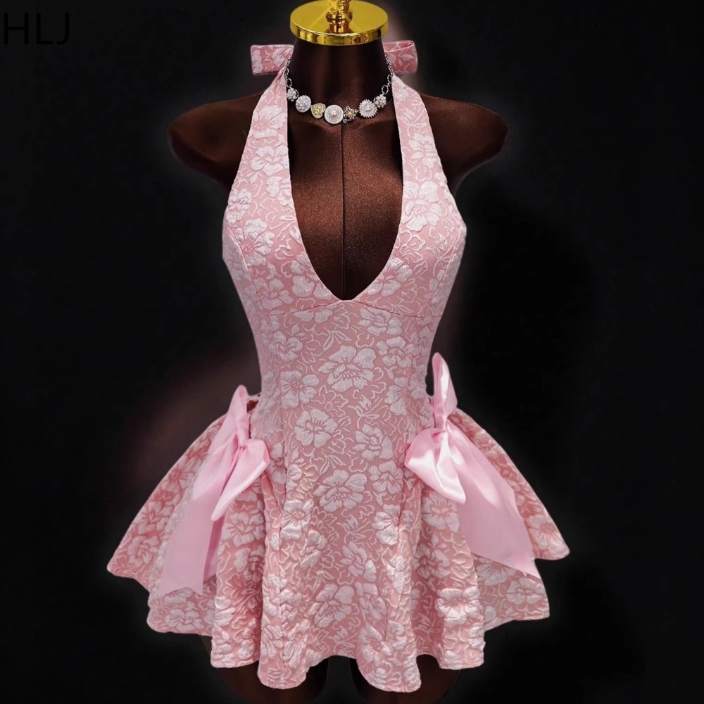 HLJ Y2K Сексуальное жаккардово – обзор и цена Y2K Backless Halter Mini Dress